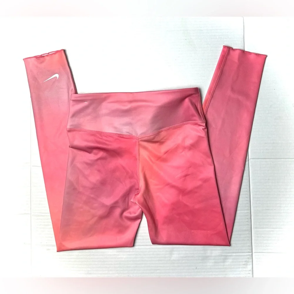 Nike One Girls‎ Medium Dri-FIT Printed Training Tights Pink Ruffle Ankle Stretch